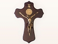 Crucifijo Guindo Medalla San Benito - Poly Polished Crucifix